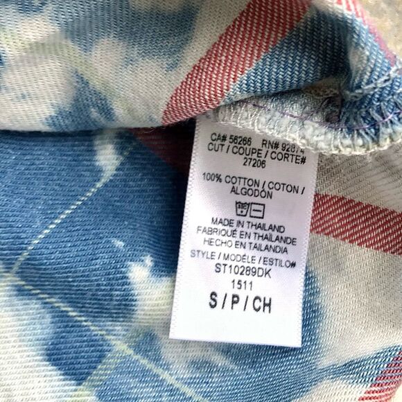 Splendid Casta plaid shirt roll tan button up S - Picture 4 of 5